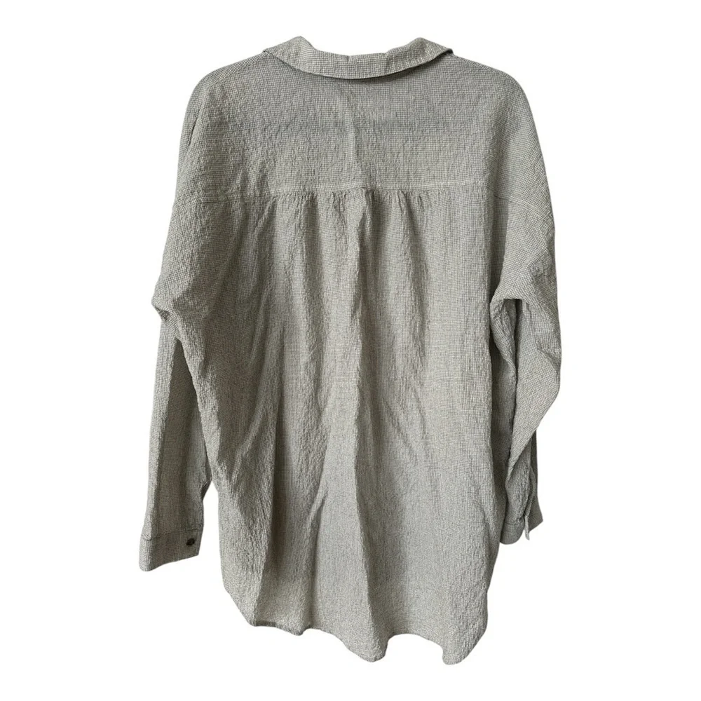 FREE PEOPLE BUTTON DOWN OVERSIZED TOP BEIGE BOHO SIZE SMALL